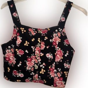 💥NOBO XL (15-17) Junior Plus Black Coral Stretch Crop Beach Top Elastic Women